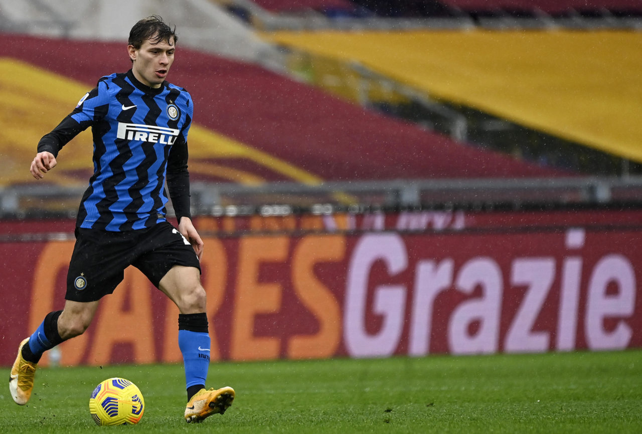 Inter midfielder Nicolo Barella in action against Roma
