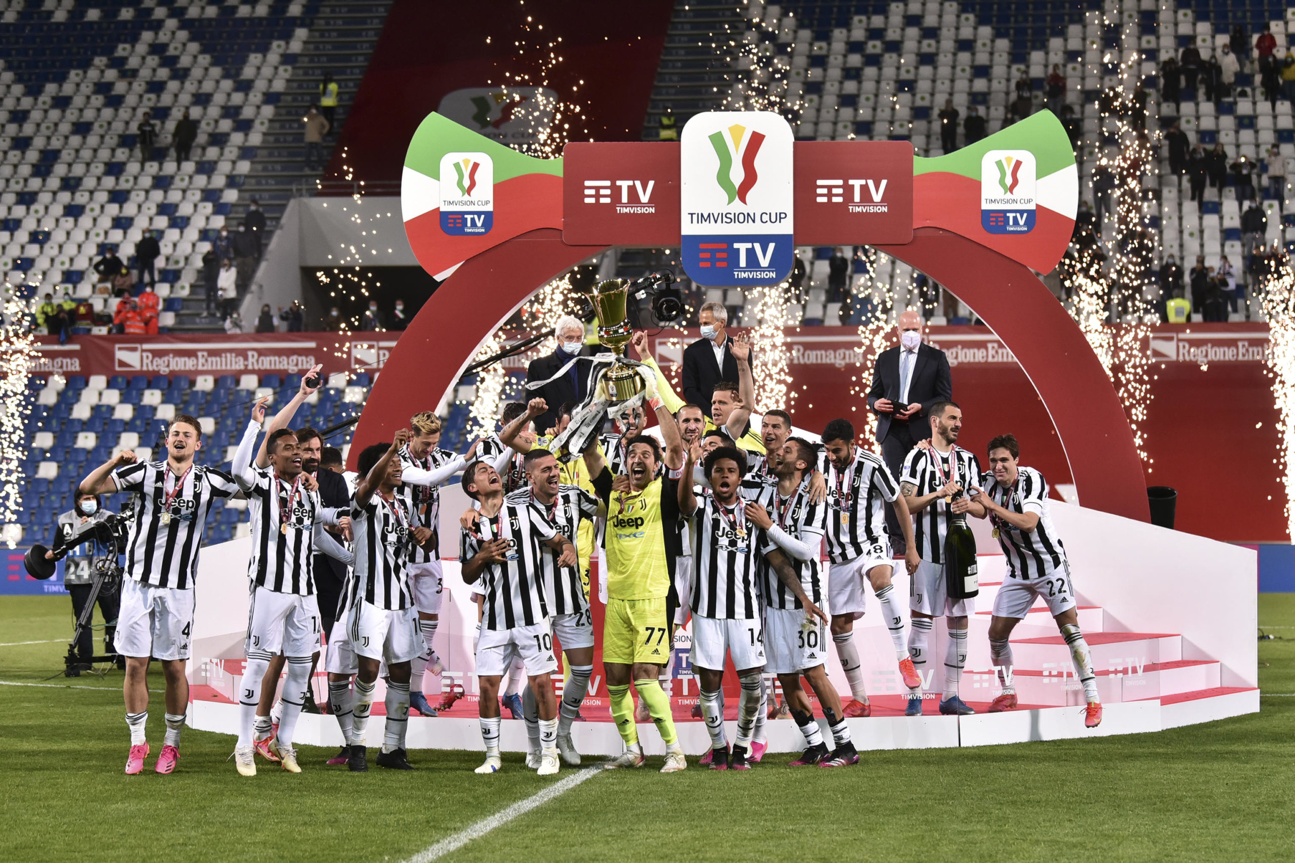 Gianluigi Buffon and Juventus lift the Coppa Italia
