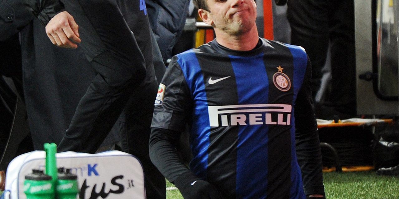 Antonio Cassano seems uninpressed after being subbed off during an Inter game.