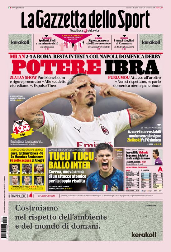 Today’s Papers – Ibra power, Juve retreat