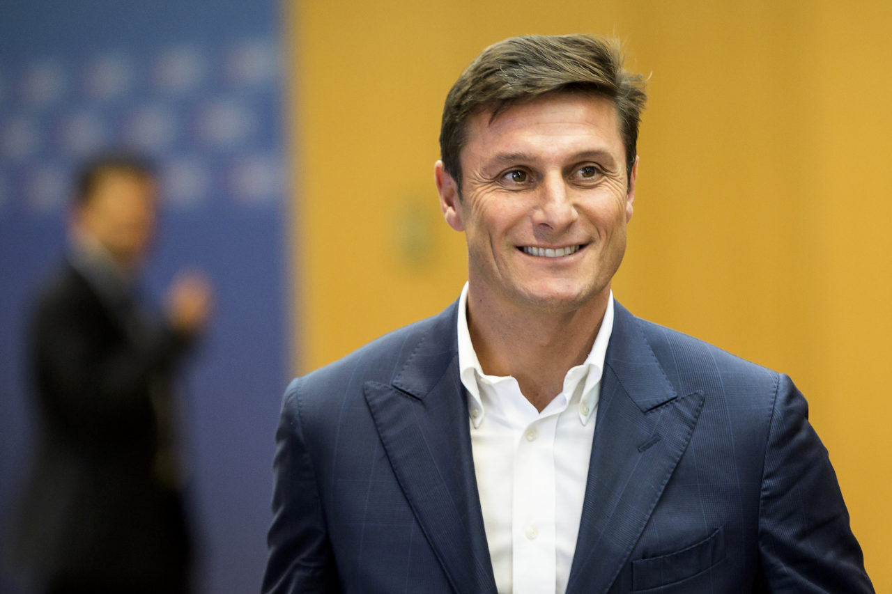epa06171663 Former Argentinian soccer player Javier Zanetti smiles before the 19th Elite Club Coaches Forum at the UEFA Headquarters in Nyon, Switzerland, 30 August 2017. EPA-EFE/JEAN-CHRISTOPHE BOTT