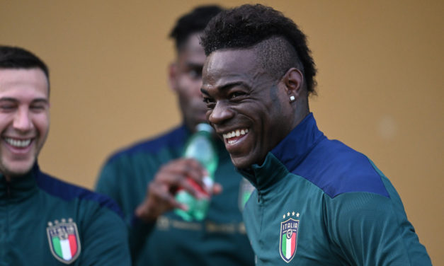 Image: Balotelli reacts to Milan and Man City winning titles