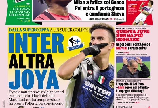 Today’s Papers – Inter target Dybala, Milan and Fiorentina thrillers