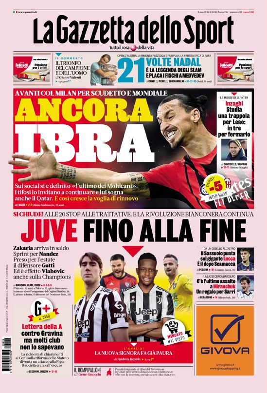 Today’s Papers – Juve queen of transfers, Ibra continues for Milan thumbnail