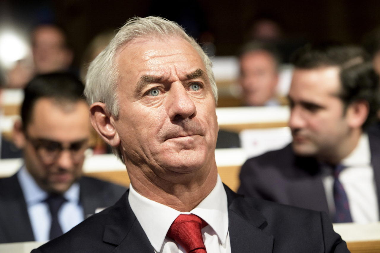 epa06607938 Ian Rush, club ambassador of Liverpool FC, attends the draw of the UEFA Champions League 2017/18 quarter final soccer matches at the UEFA Headquarters in Nyon, Switzerland, 16 March 2018. EPA-EFE/JEAN-CHRISTOPHE BOTT