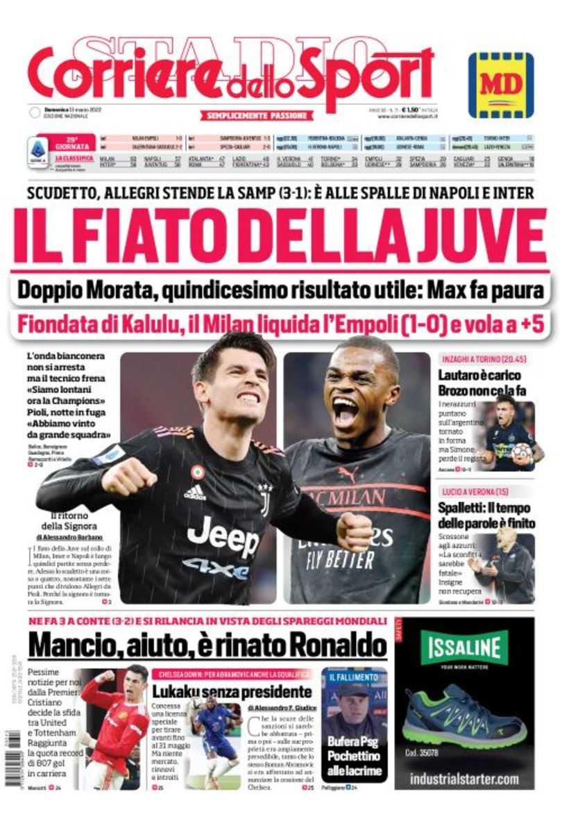 Today’s Papers – Milan flying, Juve are not stopping thumbnail