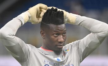 epa09970342 Goalkeeper Andre Onana attends the Integration Heroes Match charity soccer match at the Giuseppe Meazza stadium, Milan, Italy, 23 May 2022. The meeting was organized by former Barcelona and Inter Milan player Samuel Eto?o to promote inclusiveness and multiculturalism. EPA-EFE/Daniel Dal Zennaro