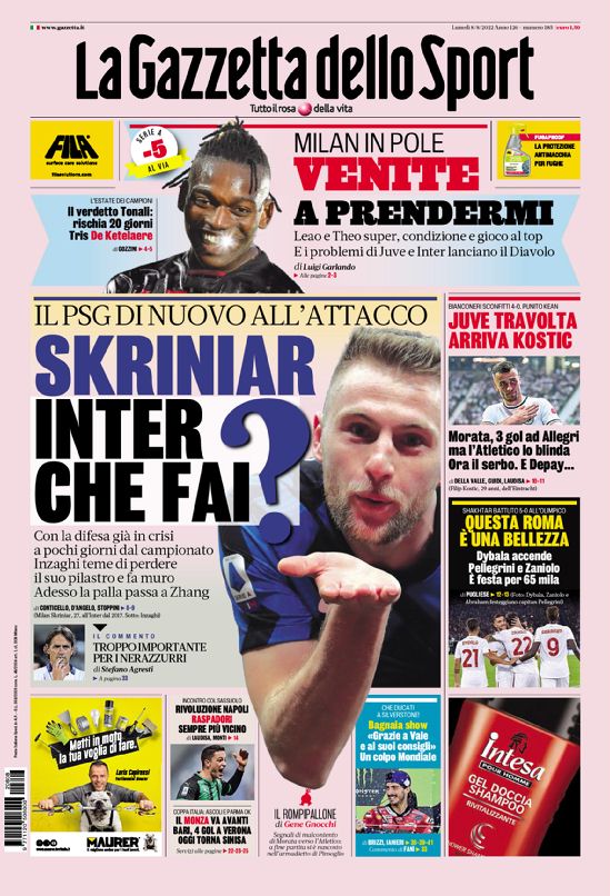 Today’s Papers – PSG go for Skriniar again, Atletico pummel Juve