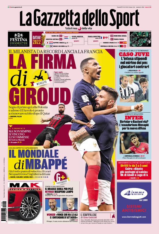 Today’s Papers – Le Roi Kylian, Juve ticking time bomb