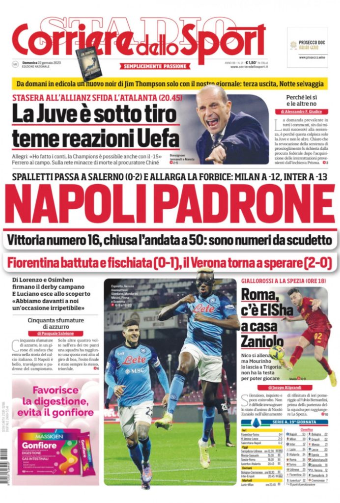 Periódicos de hoy: la Juve no se rinde, el Napoli llega a los 50
