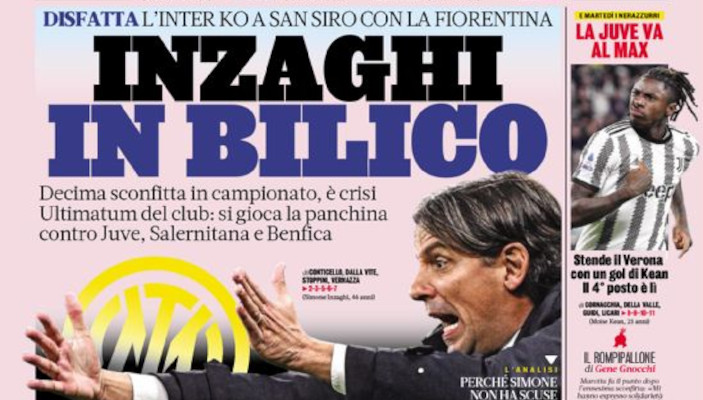 Today's Papers – Inzaghi en la balanza, la Juve está de vuelta, global Napoli-Milan